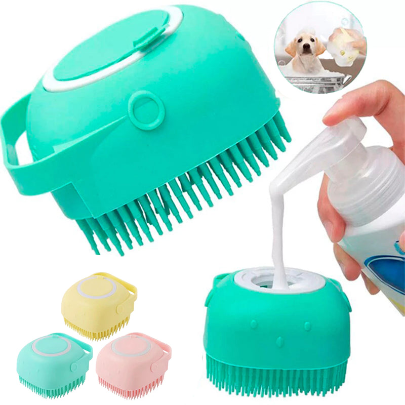 Kit Luva Tira Pelos + Escova Pet Silicone com Dispenser