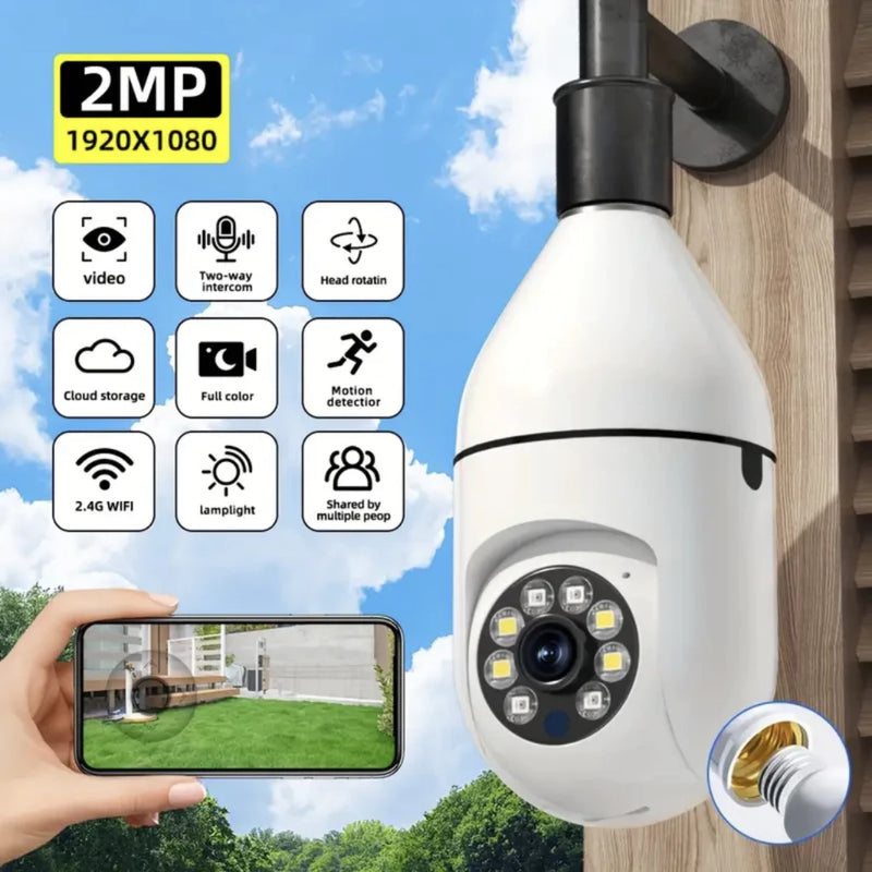 KIT 2 HD 1080P 360° Câmera lâmpada inteligente Rotação Auto Tracking Wifi -DA1404