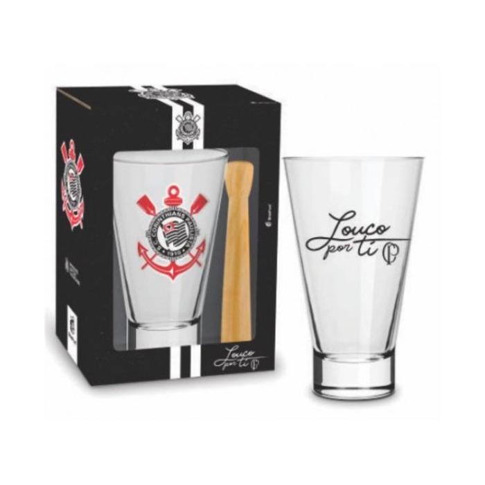 KIT COPO CAIPIRINHA COM SOCADOR LONG 400 ML CORINTHIANS